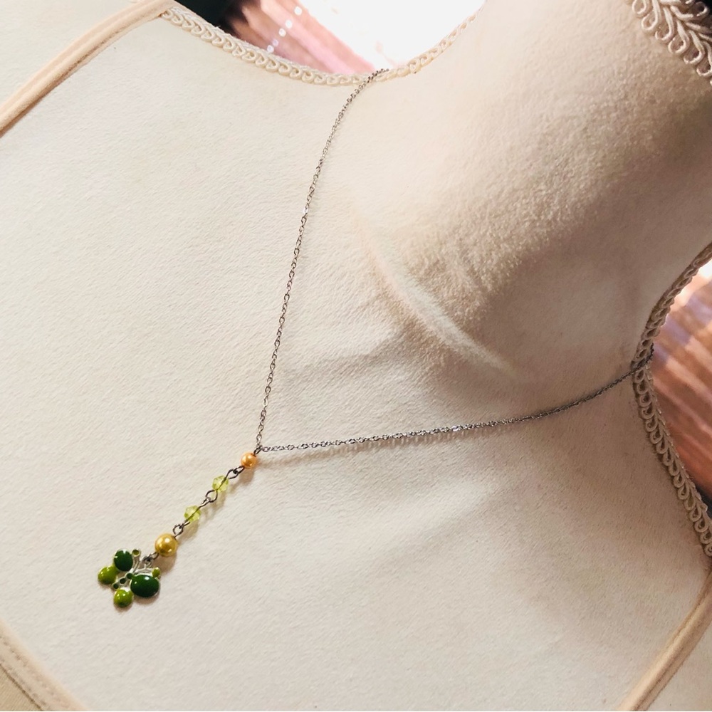 Handcrafted bubble enamel butterfly drop pendant on chain necklace